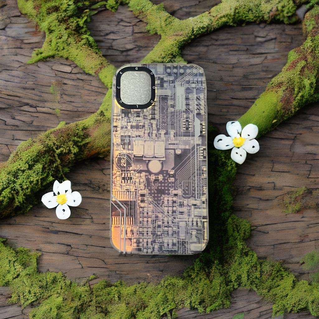 Techno Art AI Future Electric Circuit Retro IMD Chip Digital Mother Board Holographic Cover